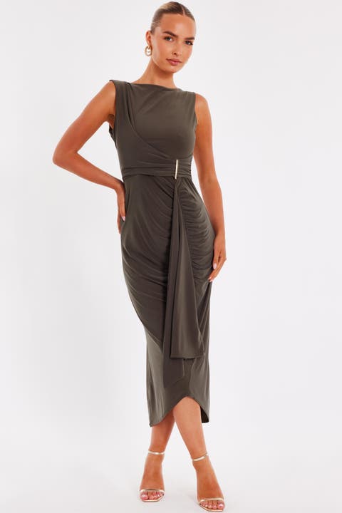 ITY Wrap Maxi Dress with Gold Bar Trim