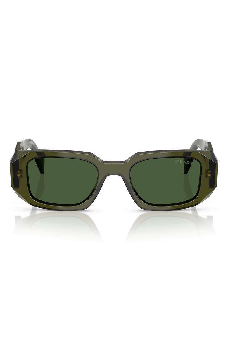 Prada 51mm Rectangular Sunglasses, Main, color, Dark Green