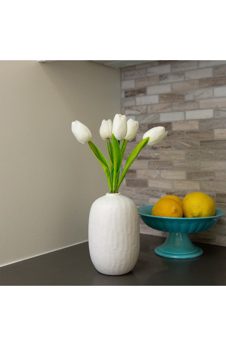 FLORA BUNDA 13" Real-touch Tulips in  6.25" Ceramic Vase, Alternate, color, 