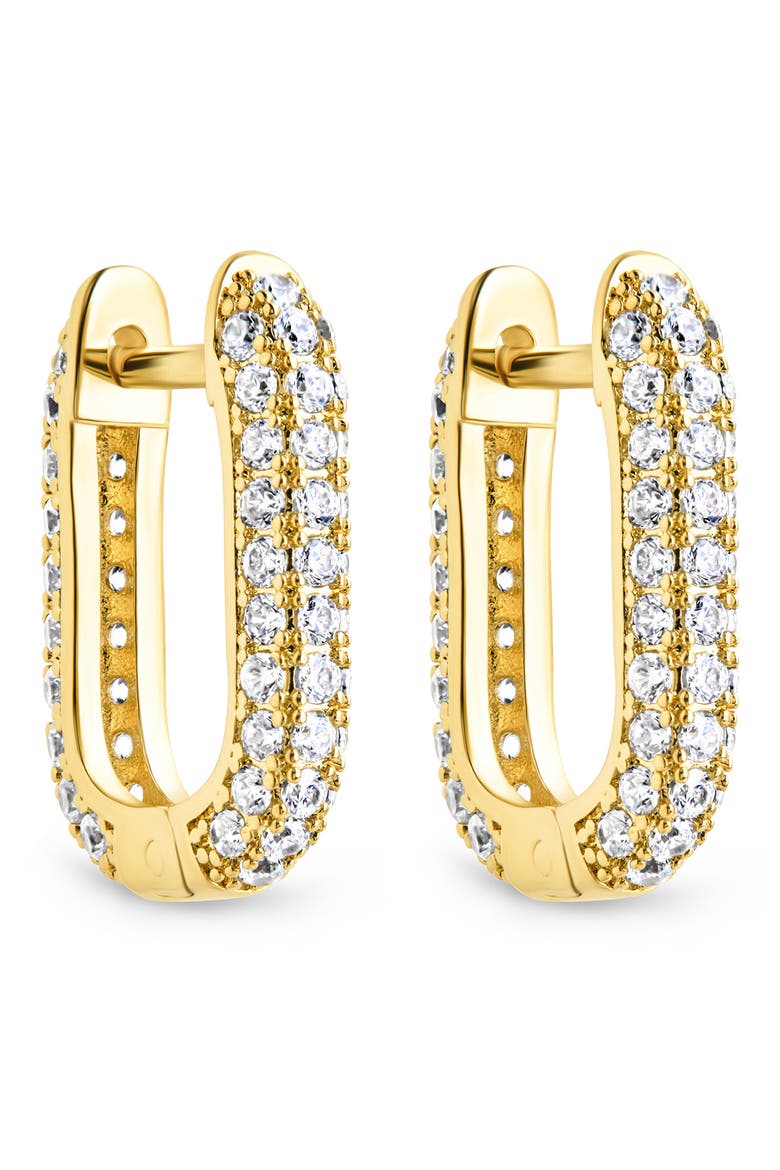 Francesca Cubic Zirconia Rectangular Hoop Earrings, Main, color, GOLD