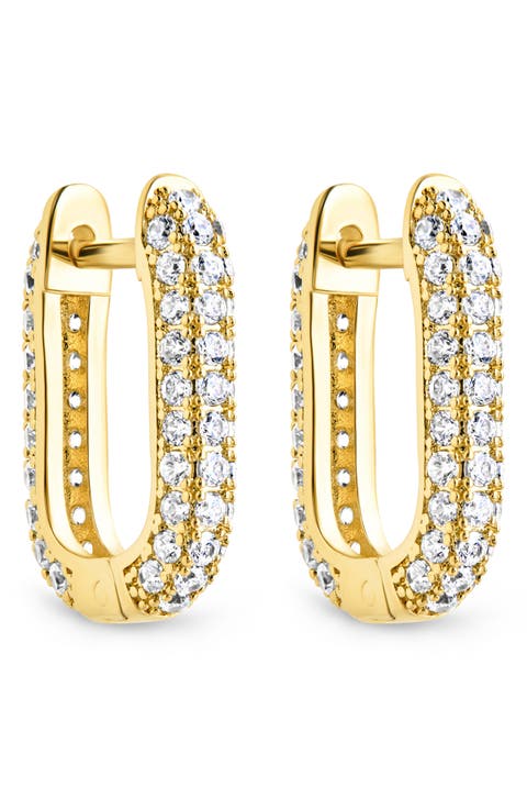 Francesca Cubic Zirconia Rectangular Hoop Earrings