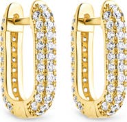 Sterling Forever Francesca Cubic Zirconia Rectangular Hoop Earrings