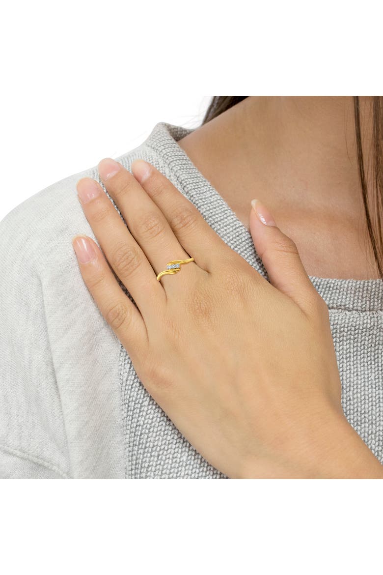 10K Yellow Gold over Silver 1/10 Cttw Diamond Three-Stone Bypass Ring, Alternate, color, Yellow Gold over Silver