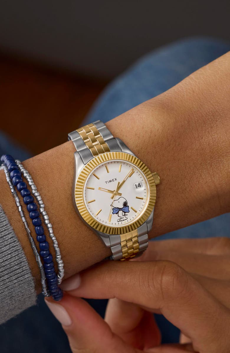 Timex<sup>®</sup> x Peanuts<sup>®</sup> Legacy Two-Tone Bracelet Watch, 34mm, Alternate, color, 