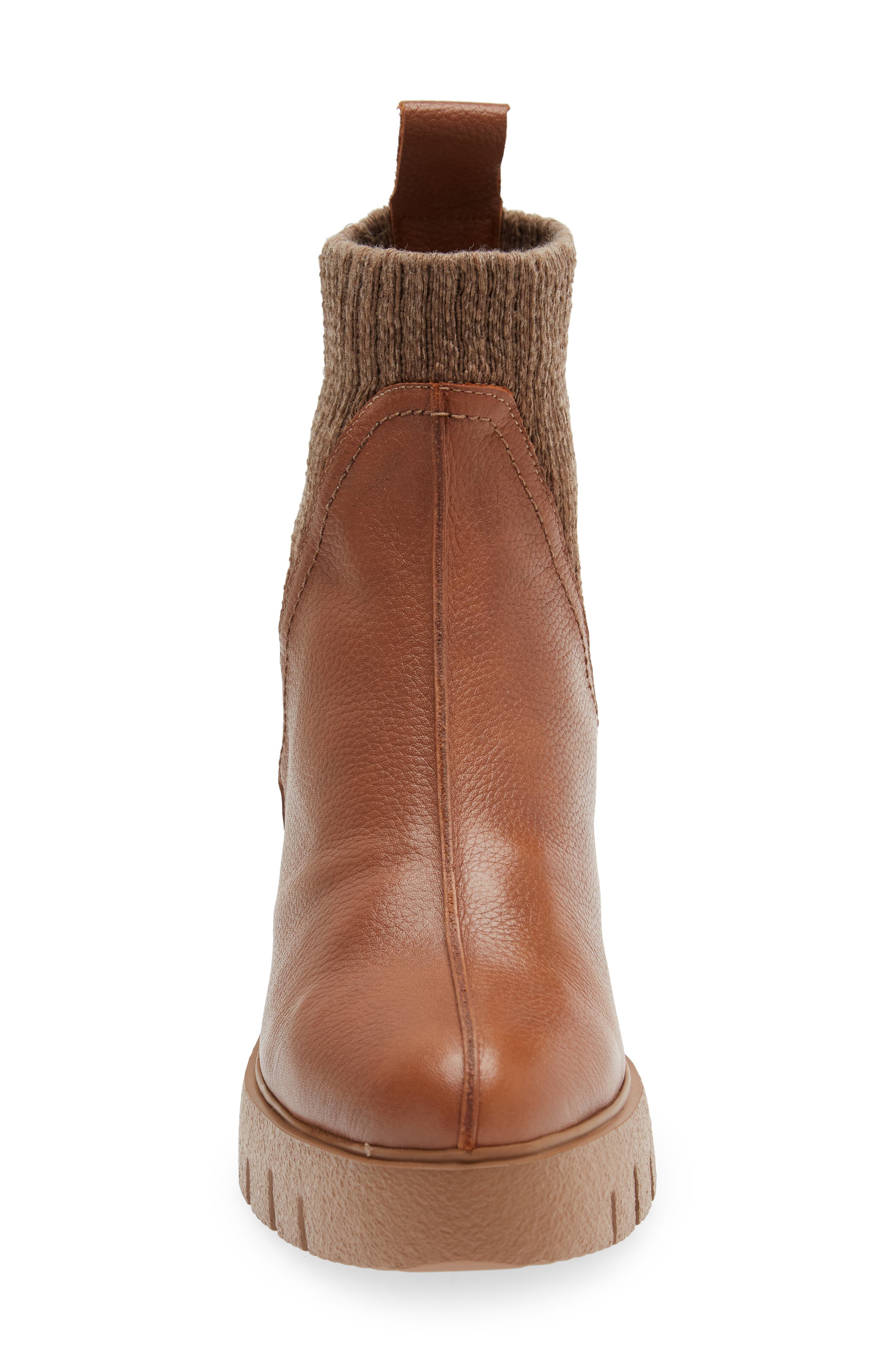Wedge Sock Bootie, Alternate, color, CUERO BROWN