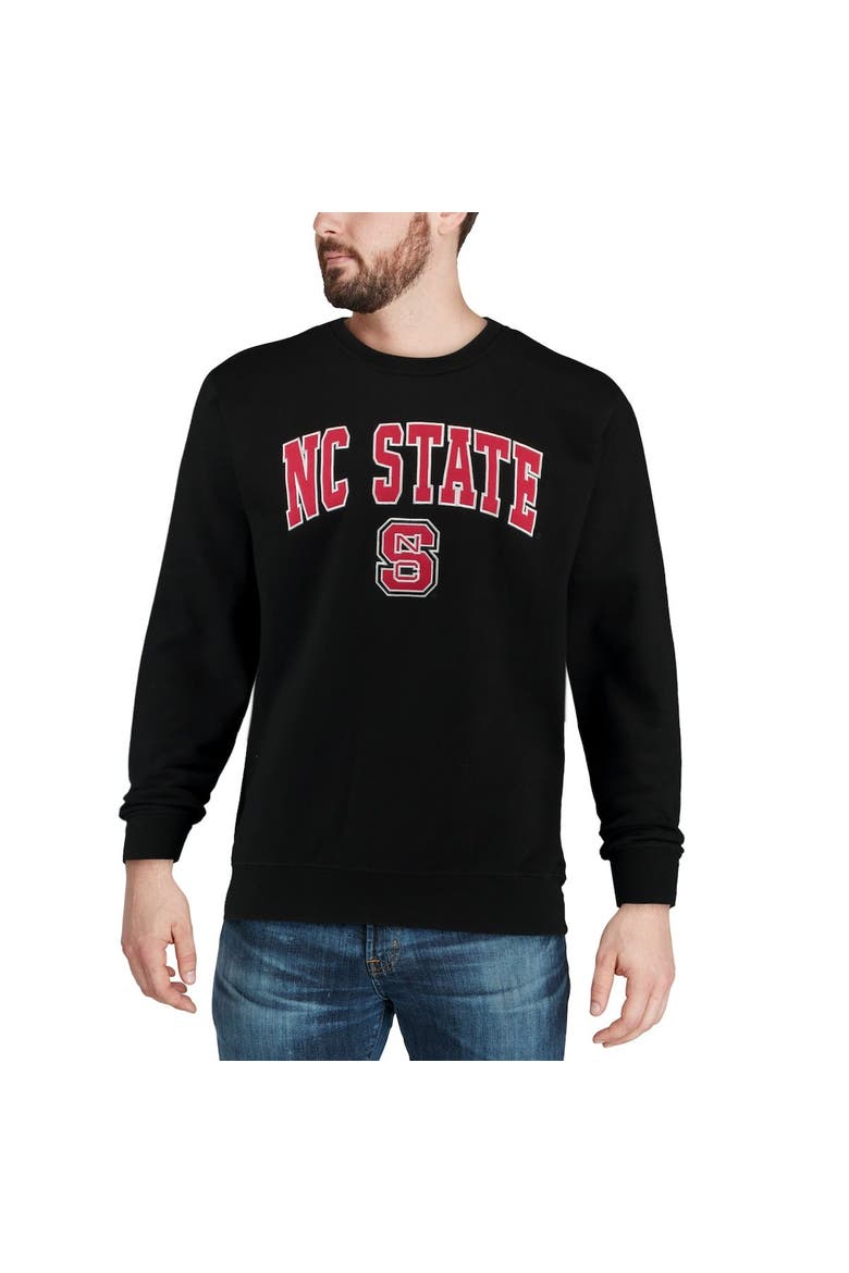 Men's Colosseum Black NC State Wolfpack Arch & Logo Crew Neck Sweatshirt, Alternate, color, Black