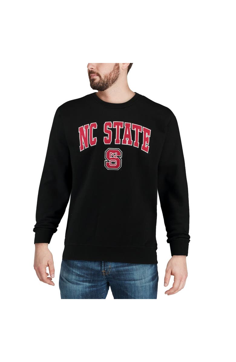 COLOSSEUM Men's Colosseum Black NC State Wolfpack Arch & Logo Crew Neck Sweatshirt, Alternate, color, Black
