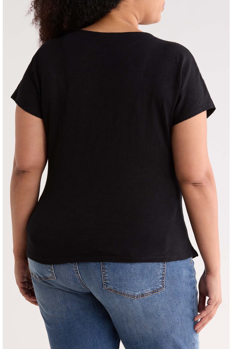 Drop Shoulder Tie Front Top, Alternate, color, BLACK