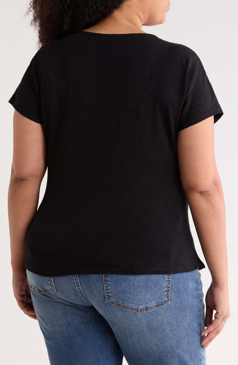 Caslon<sup>®</sup> Drop Shoulder Tie Front Top, Alternate, color, Black