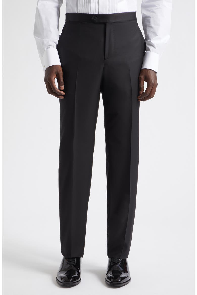 Sanita Super 160s Wool Peak Lapel Tuxedo, Alternate, color, BLACK
