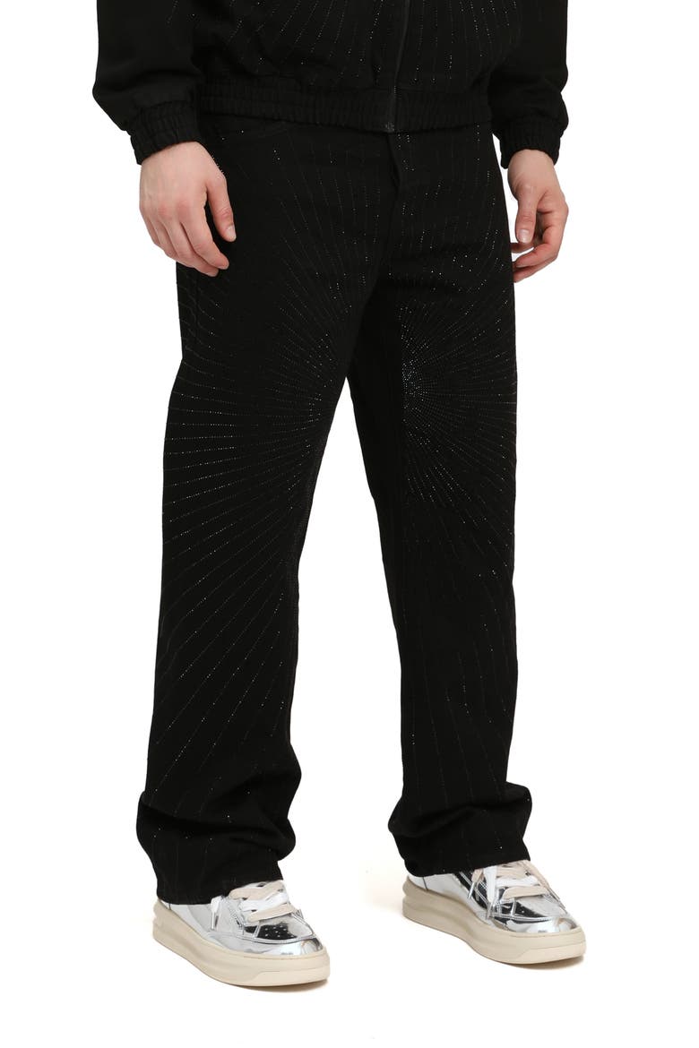 Radial Hotfix Studded High Waist Relaxed Leg Jeans, Alternate, color, RADIAL HOTFIX
