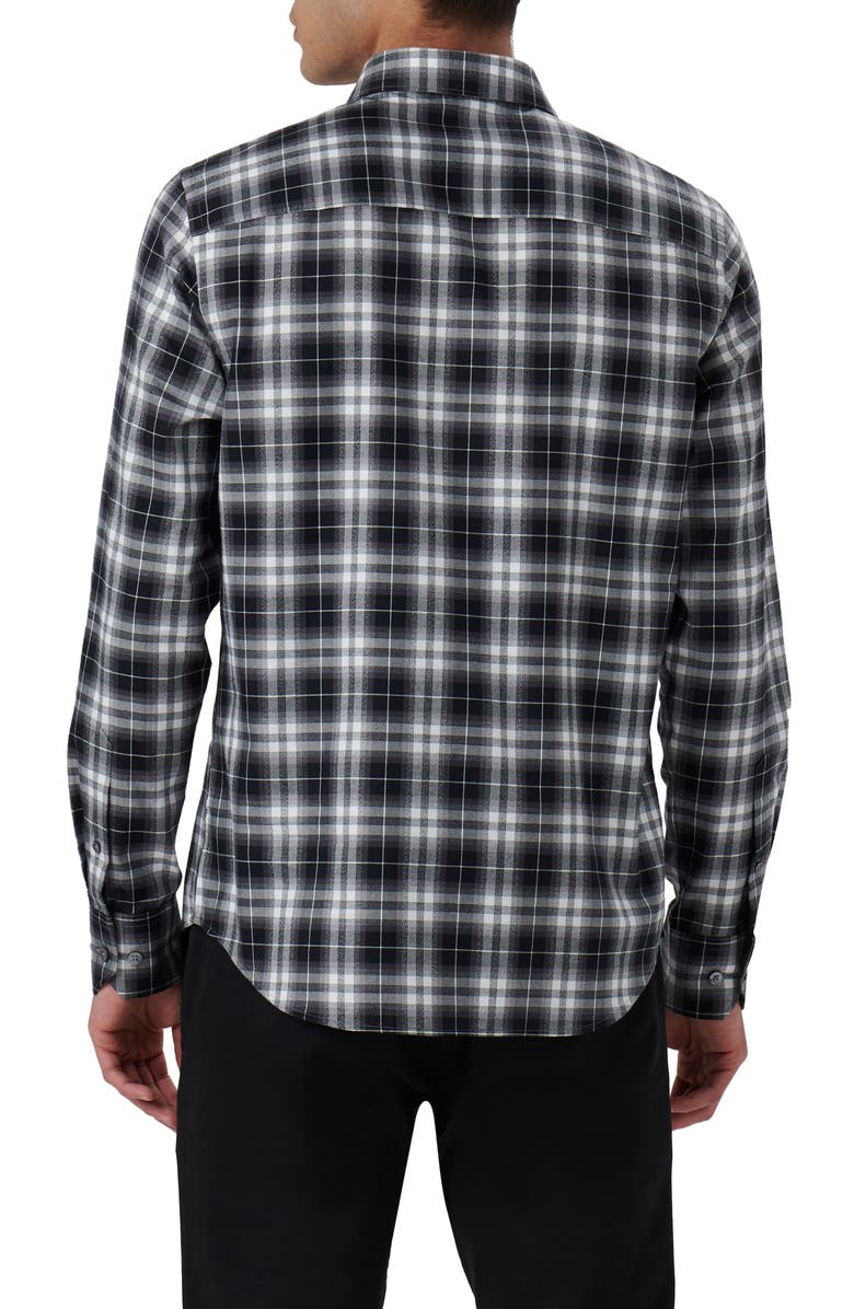 Bugatchi Julian Shaped Fit Plaid Cotton Button-Up Shirt, Alternate, color, Black