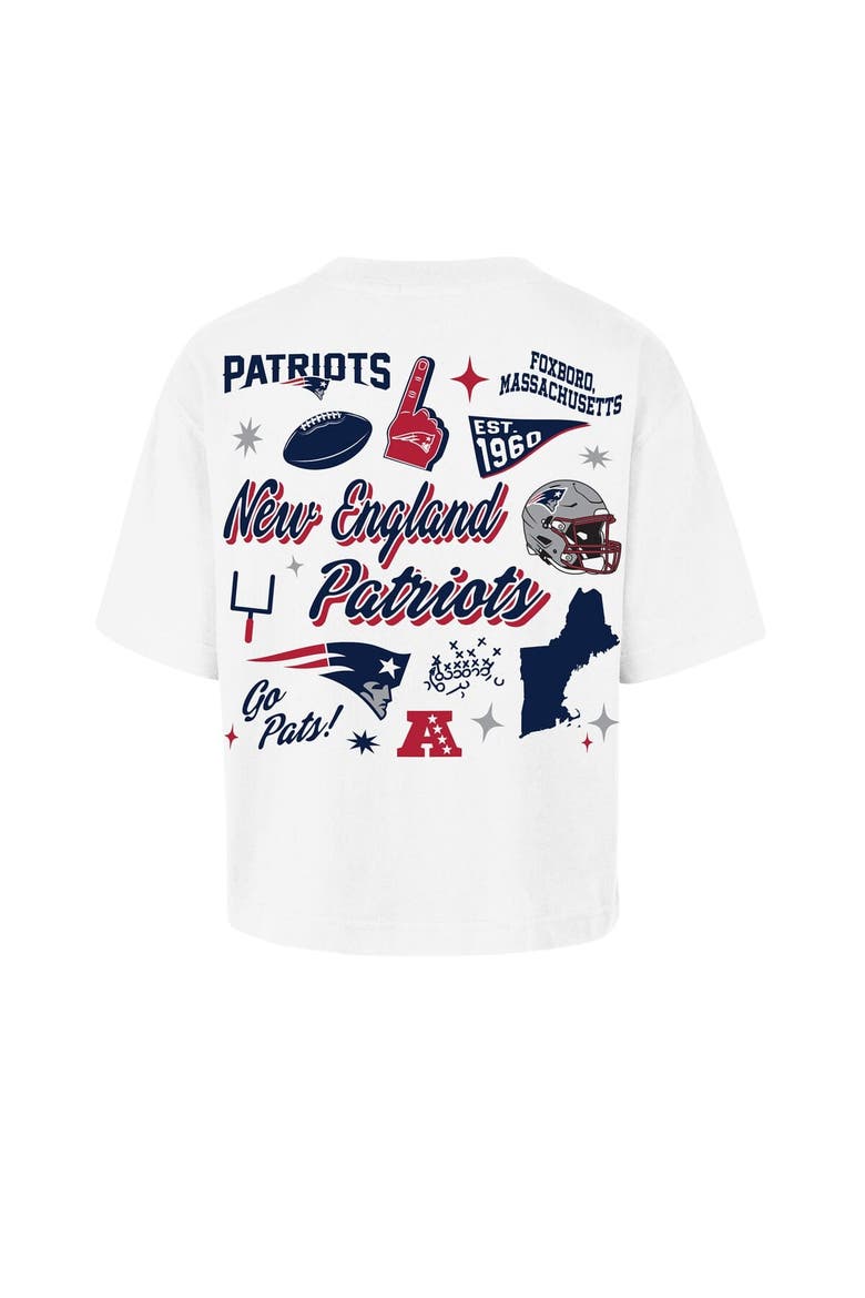 Women's '47 White New England Patriots Collage Script Reed City T-Shirt, Alternate, color, White