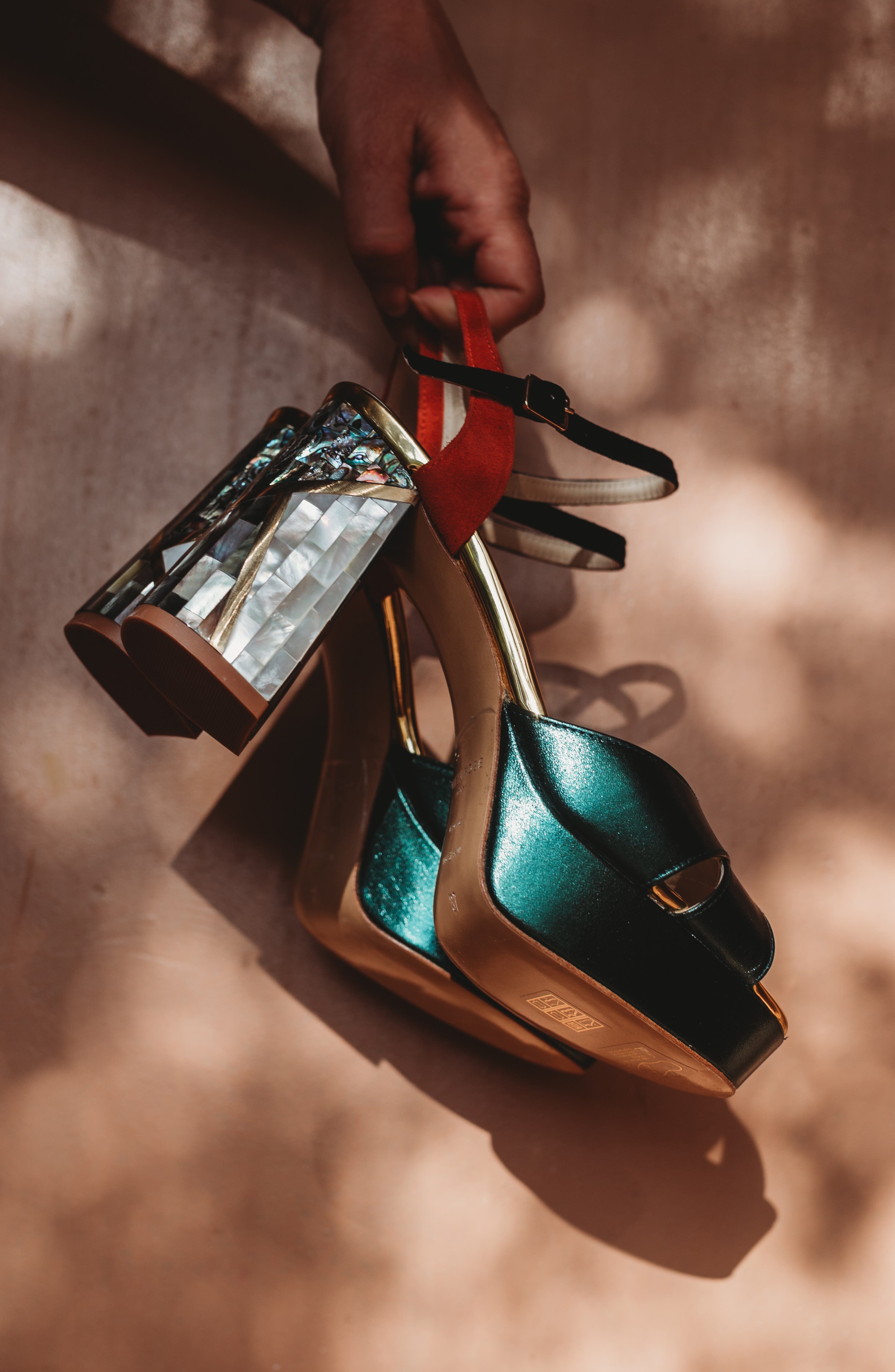 Freya Rose Kami Ankle Strap Pearl Heel Sandal, Alternate, color, Green