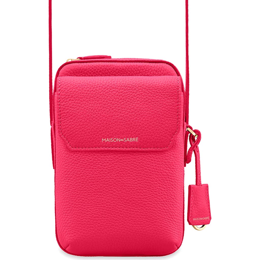 MAISON de SABRÉ Leather Zip Phone Pouch in Shibuya Fuchsia at Nordstrom
