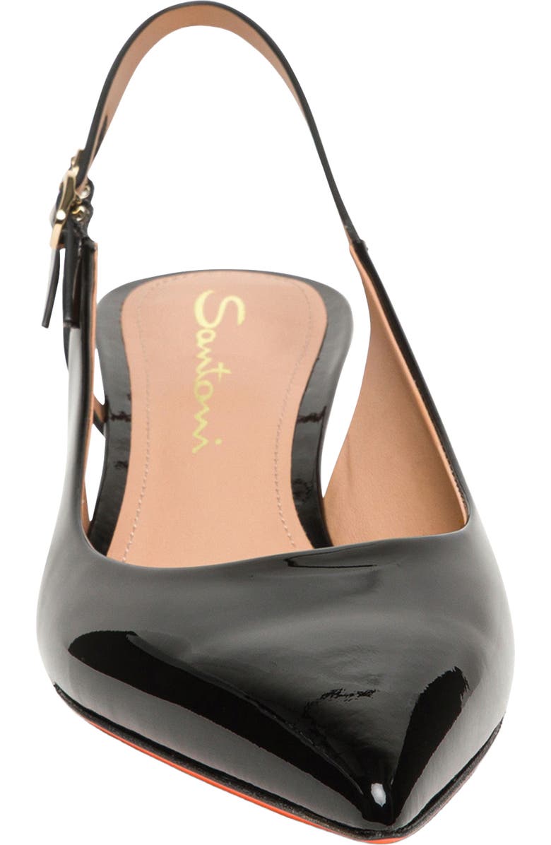 Santoni Women
s patent leather mid-heel slingback, Alternate, color, Black