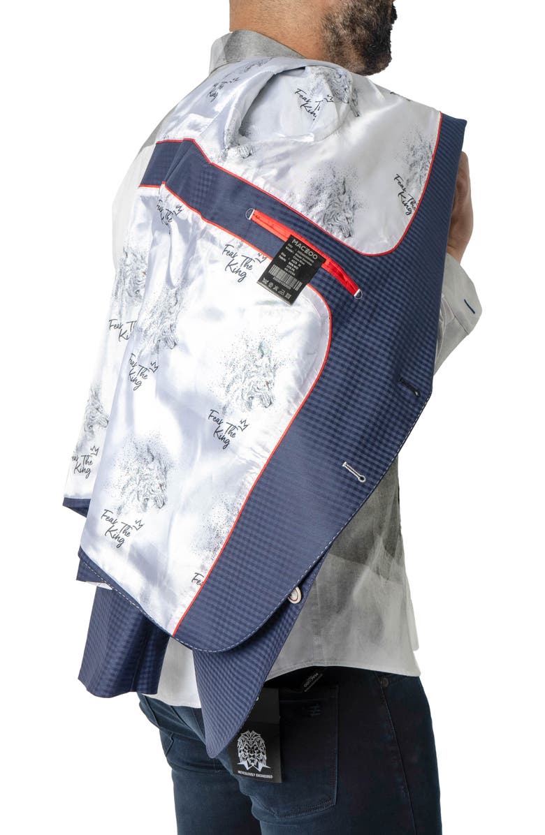 Maceoo Socrates Check Stretch Wool Blend Blazer, Alternate, color, Blue