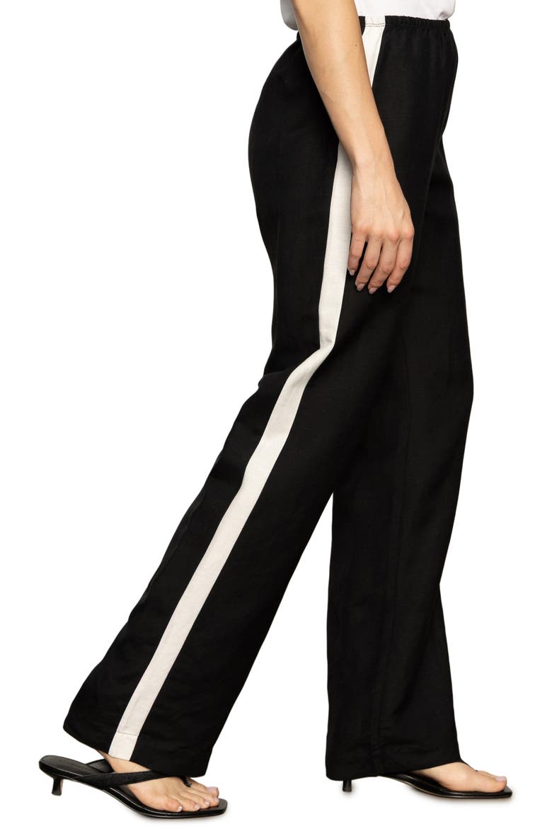 Casual Linen Blend Track Pants, Alternate, color, BLACK