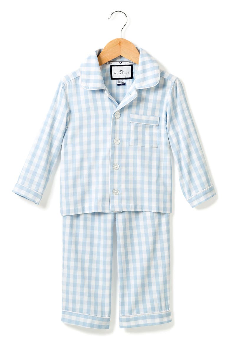 Gingham Pajama Set, Alternate, color, BLUE