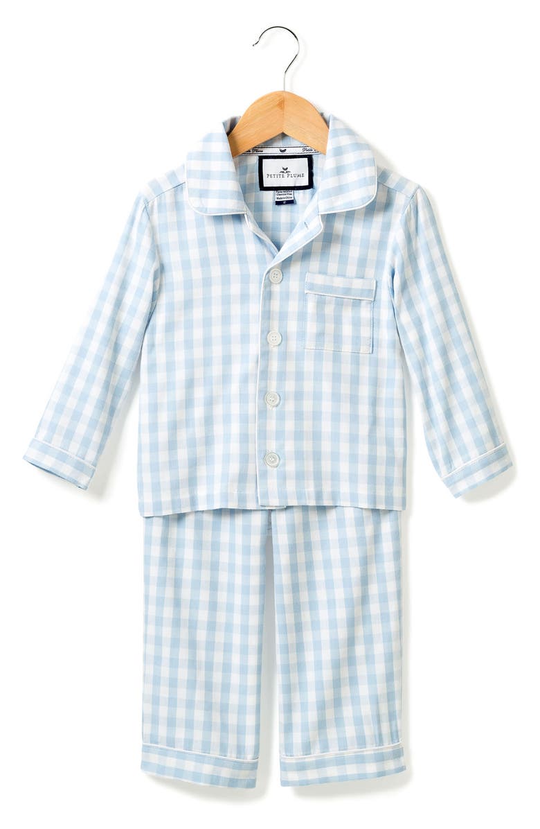 Petite Plume Gingham Check Two-Piece Pajamas, Alternate, color, Blue