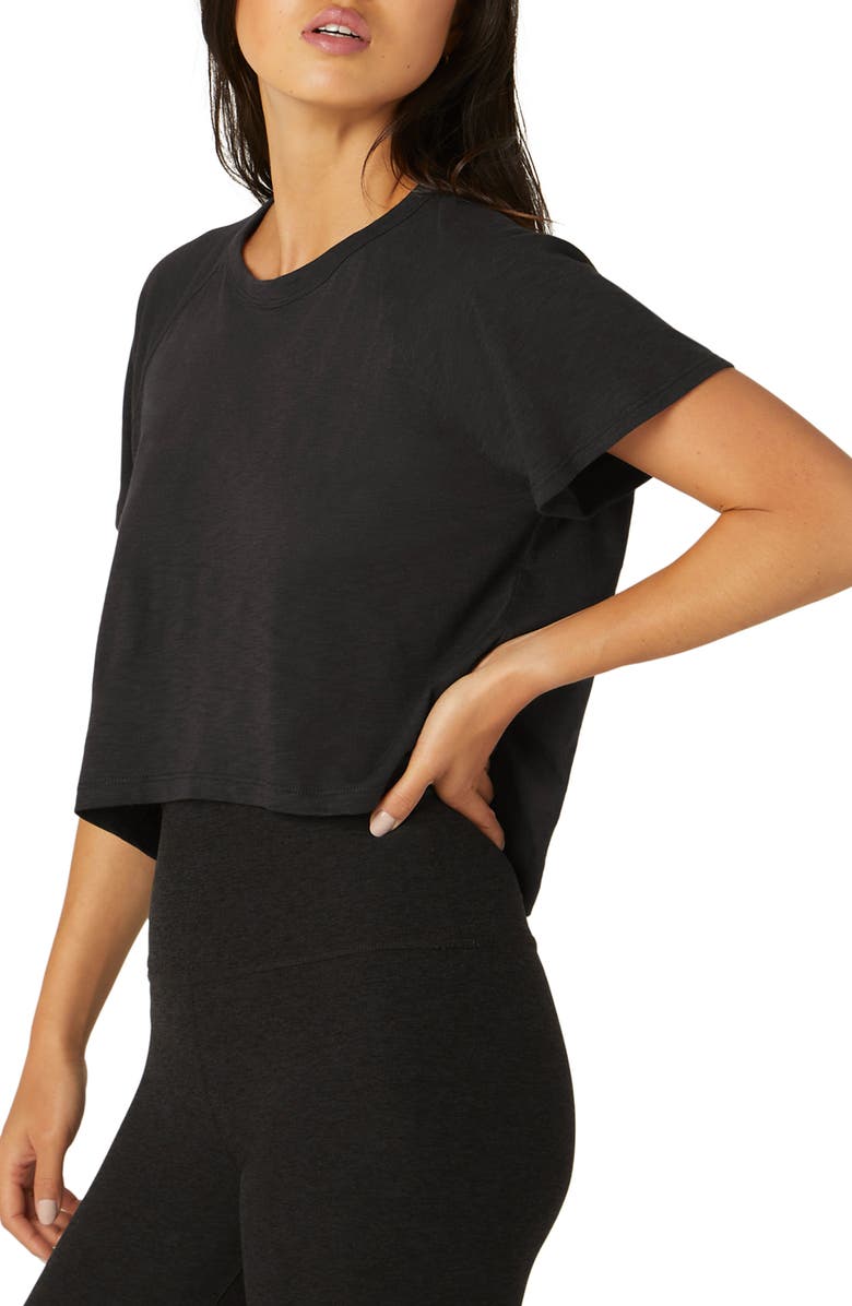Beyond Yoga Signature High-Low Cropped T-Shirt, Alternate, color, Black
