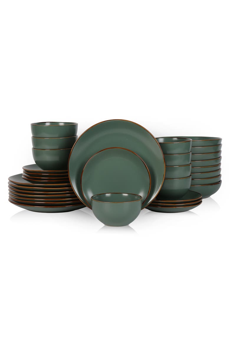 Brasa Stoneware 32-Piece Dinnerware Set, Main, color, Green