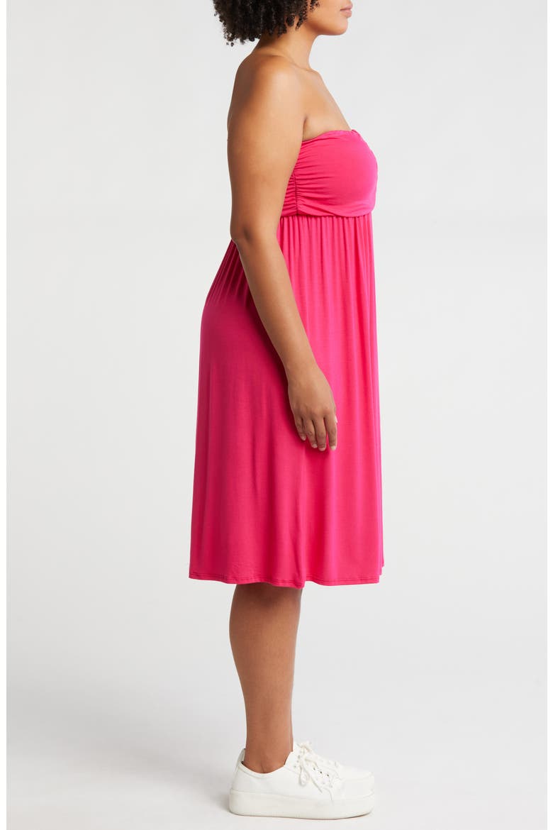 Strapless Jersey Midi Dress, Alternate, color, PINK