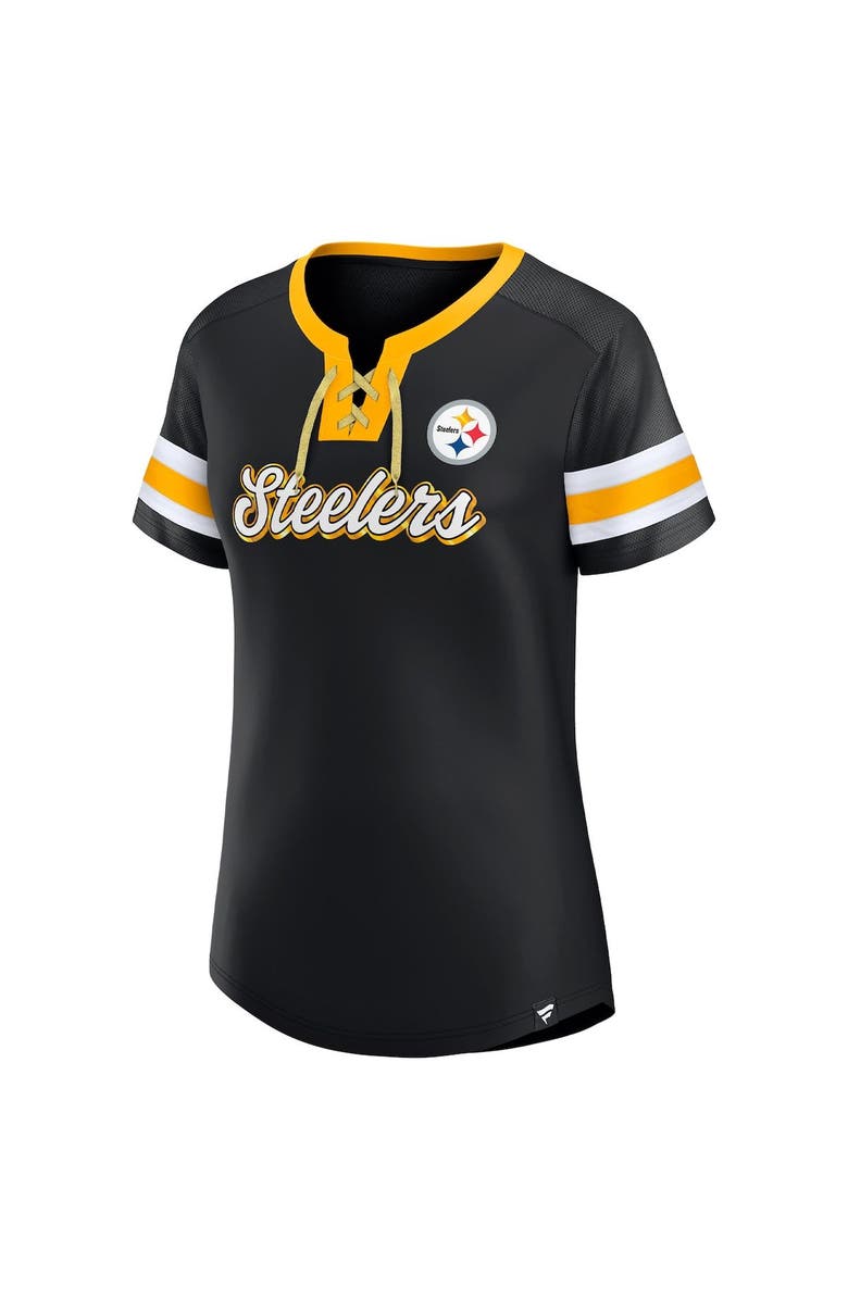 FANATICS Women's Fanatics Branded Black Pittsburgh Steelers Original State Lace-Up T-Shirt, Alternate, color, 