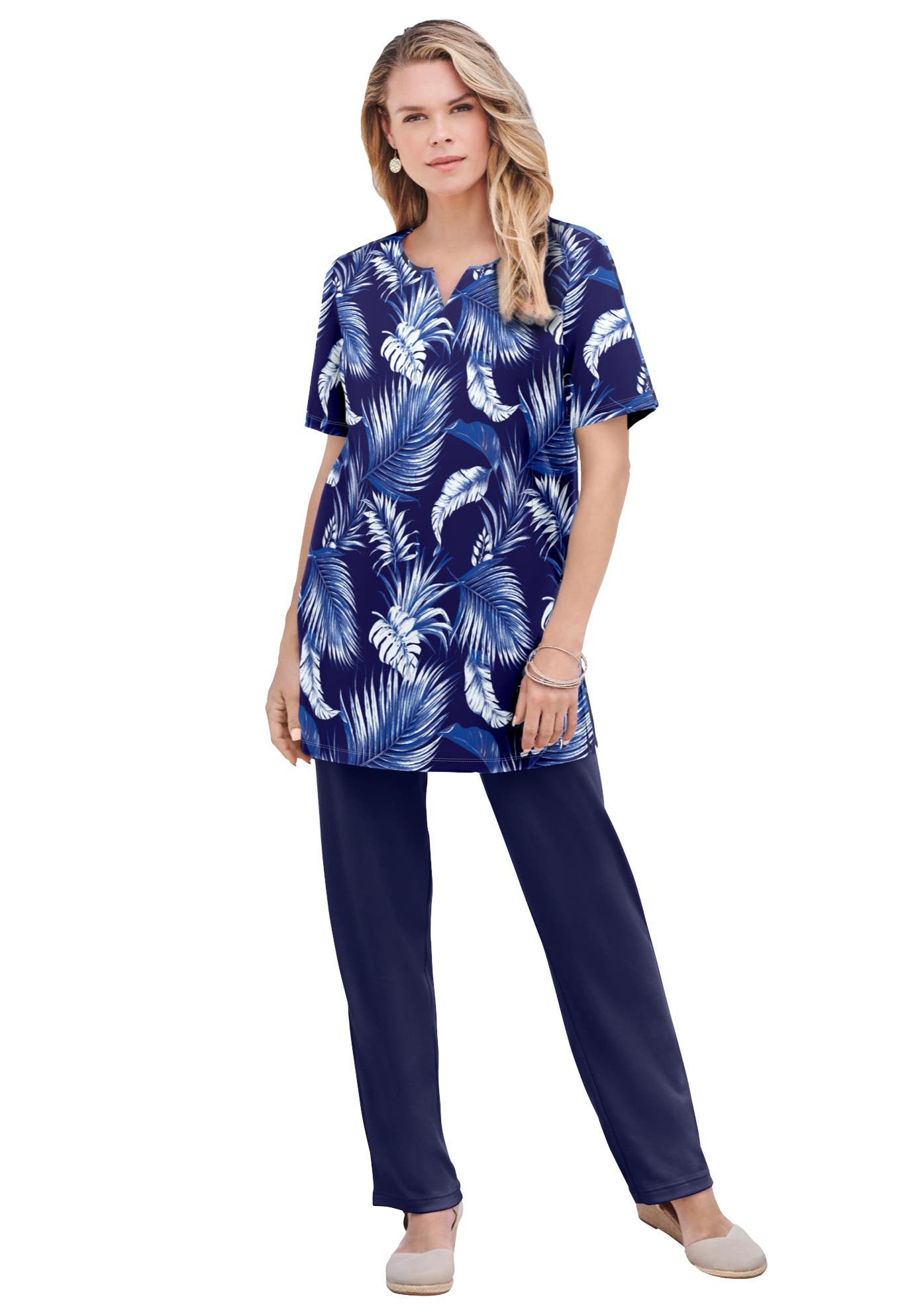 NAVY PALM PRINT
