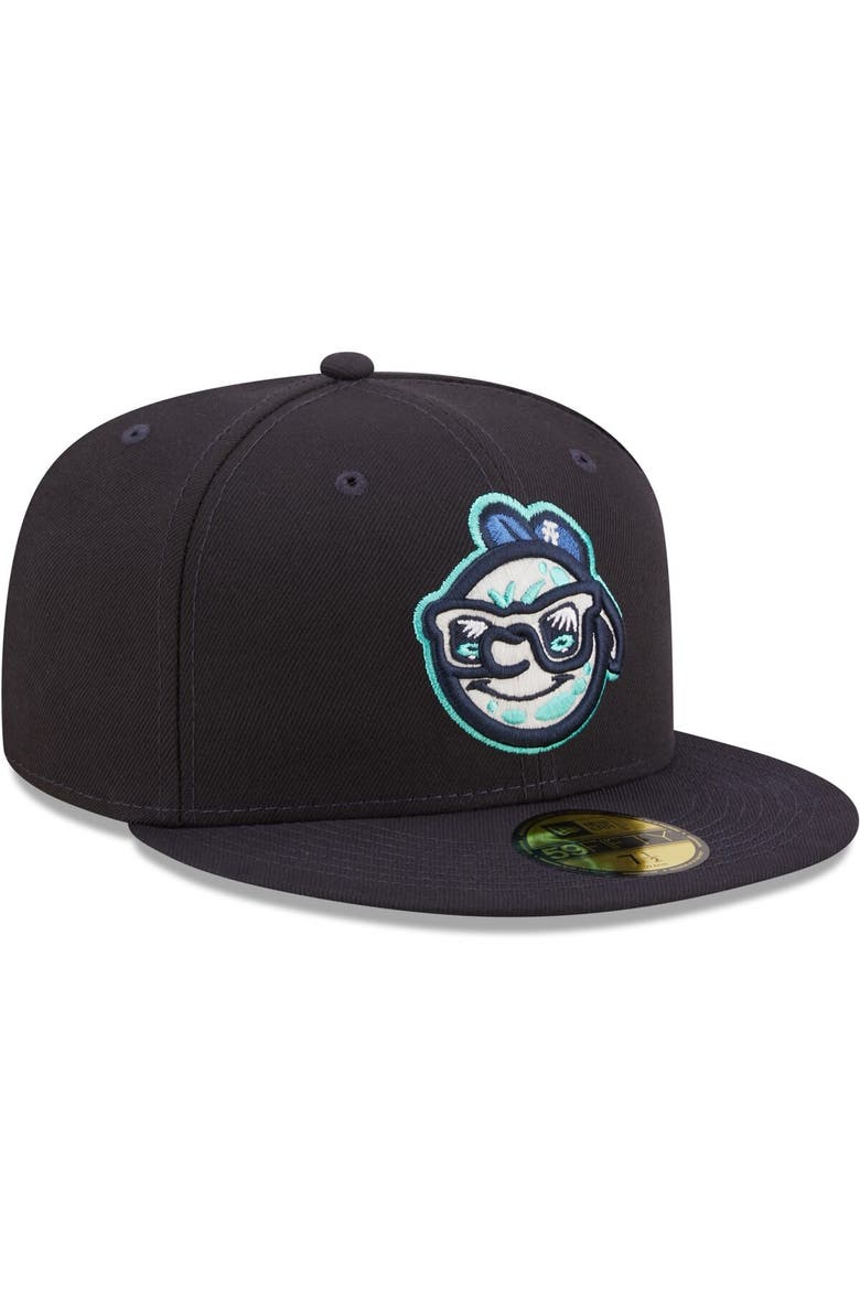Men's New Era Navy Asheville Tourists Authentic Collection 59FIFTY Fitted Hat, Alternate, color, Navy