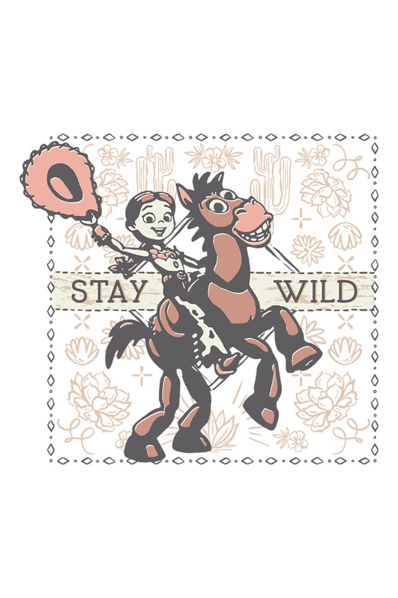 Junior's Toy Story 5 Stay Wild Jessie And Bullseye  Graphic T-Shirt, Alternate, color, White