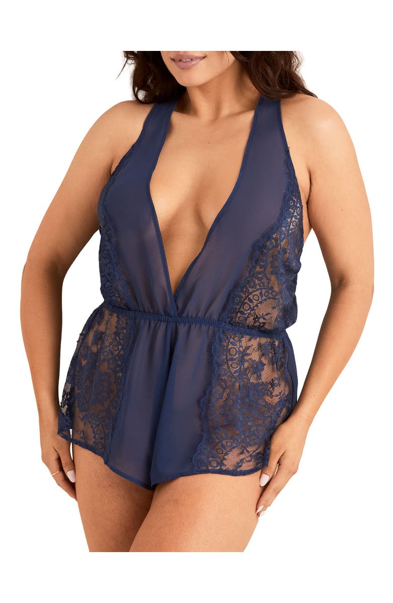 Adore Me Lizzy Romper Lingerie, Main, color, Dark Blue