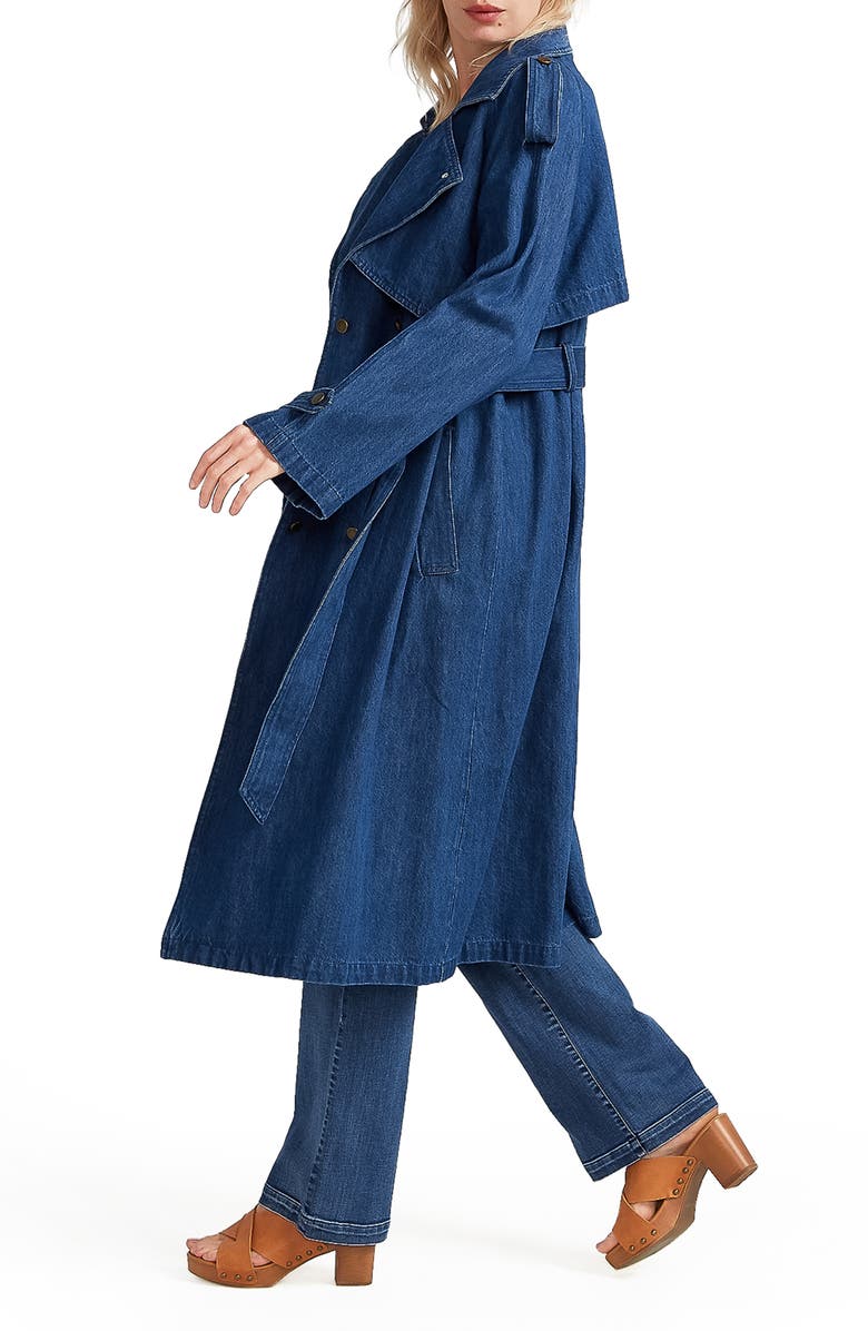 Belle & Bloom Wild Skies Denim Trench Coat, Alternate, color, Mid Denim