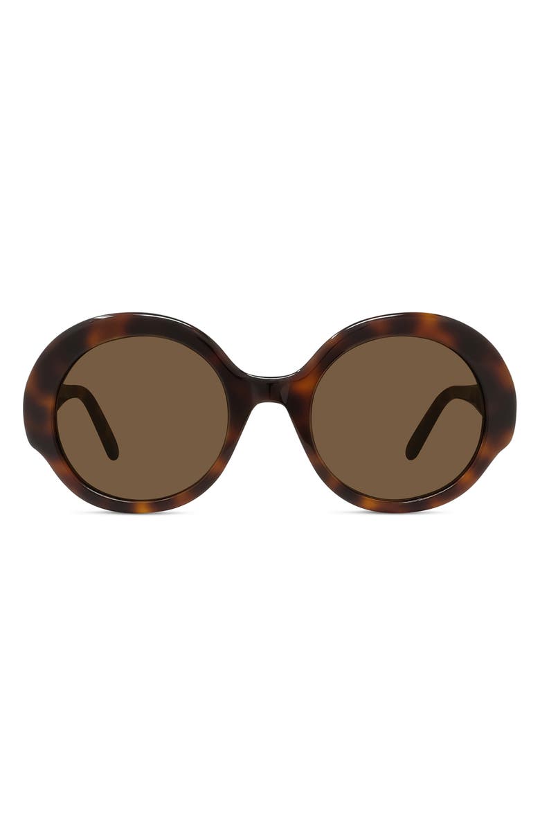 Loewe Thin 52mm Round Sunglasses, Main, color, Dark Havana / Brown