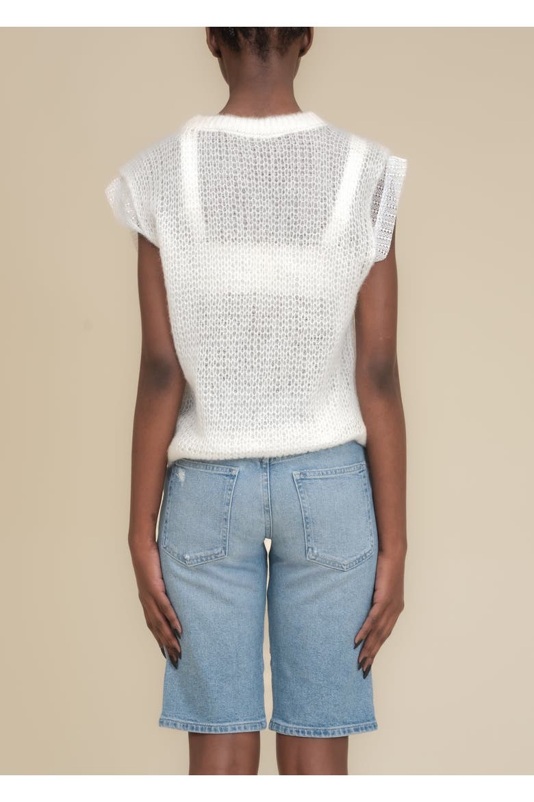 Laissez Soft Alpaca Lace-Layered Sweater Vest, Alternate, color, White