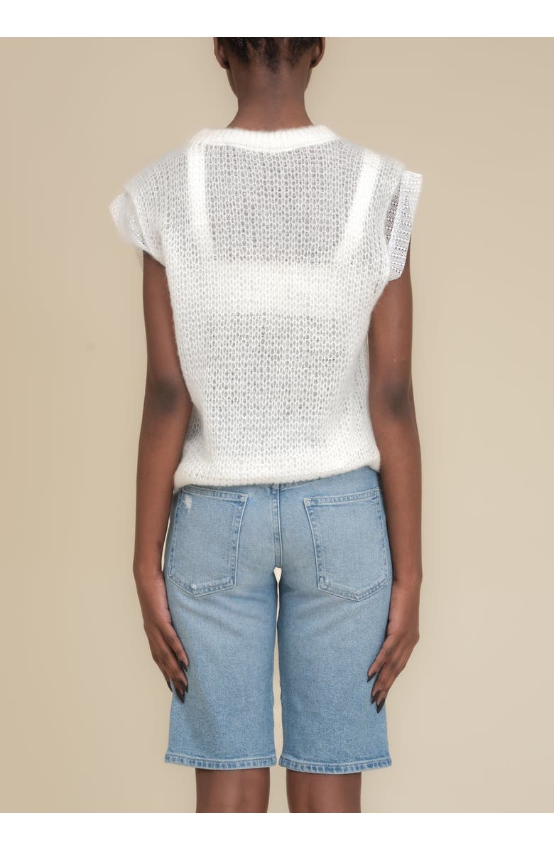 Contessa Mills Laissez Soft Alpaca Lace-Layered Sweater Vest, Alternate, color, White