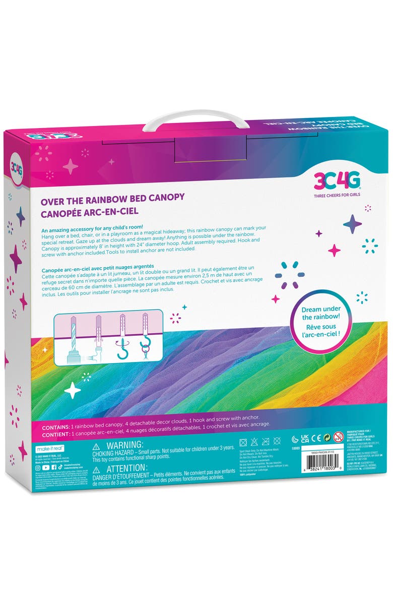 Three Cheers For Girls Over The Rainbow Bed Canopy, 8 Foot Height & 24 Inch Diameter, Alternate, color, Multicolored