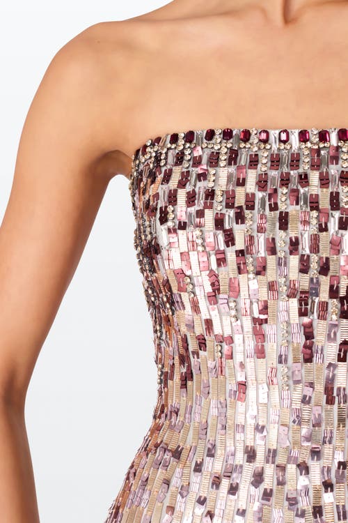 Jenny Packham Lucille Sequined Strapless Gown In Pink
