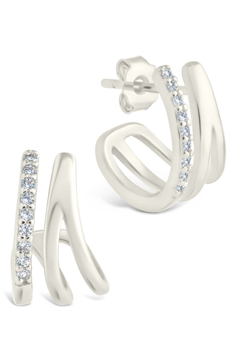 Sterling Forever Harlowe Claw Hoop Earrings, Main, color, Silver