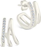 Sterling Forever Harlowe Claw Hoop Earrings