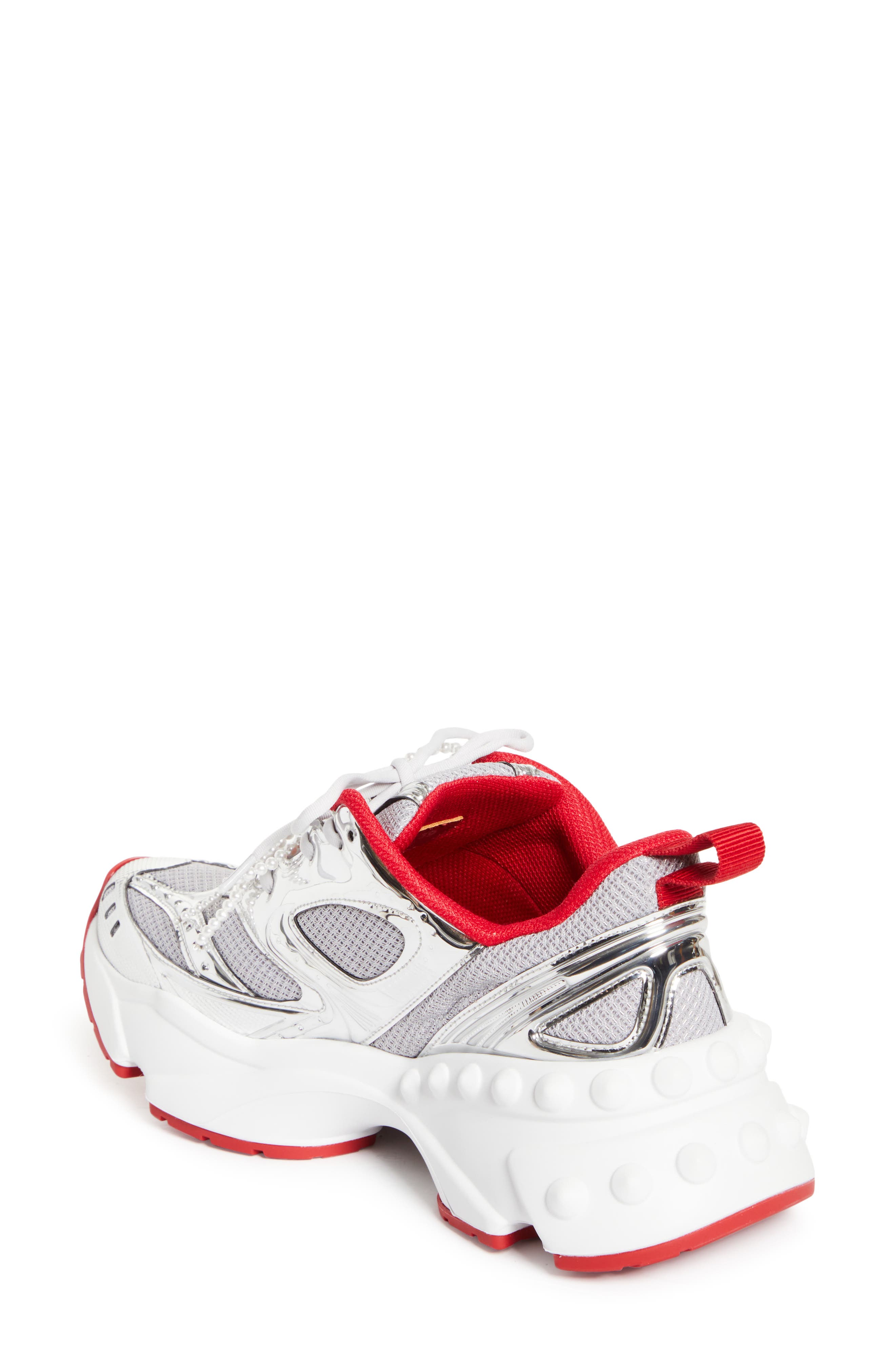 Christian Louboutin So Flo Sneaker, Alternate, color, Silver
