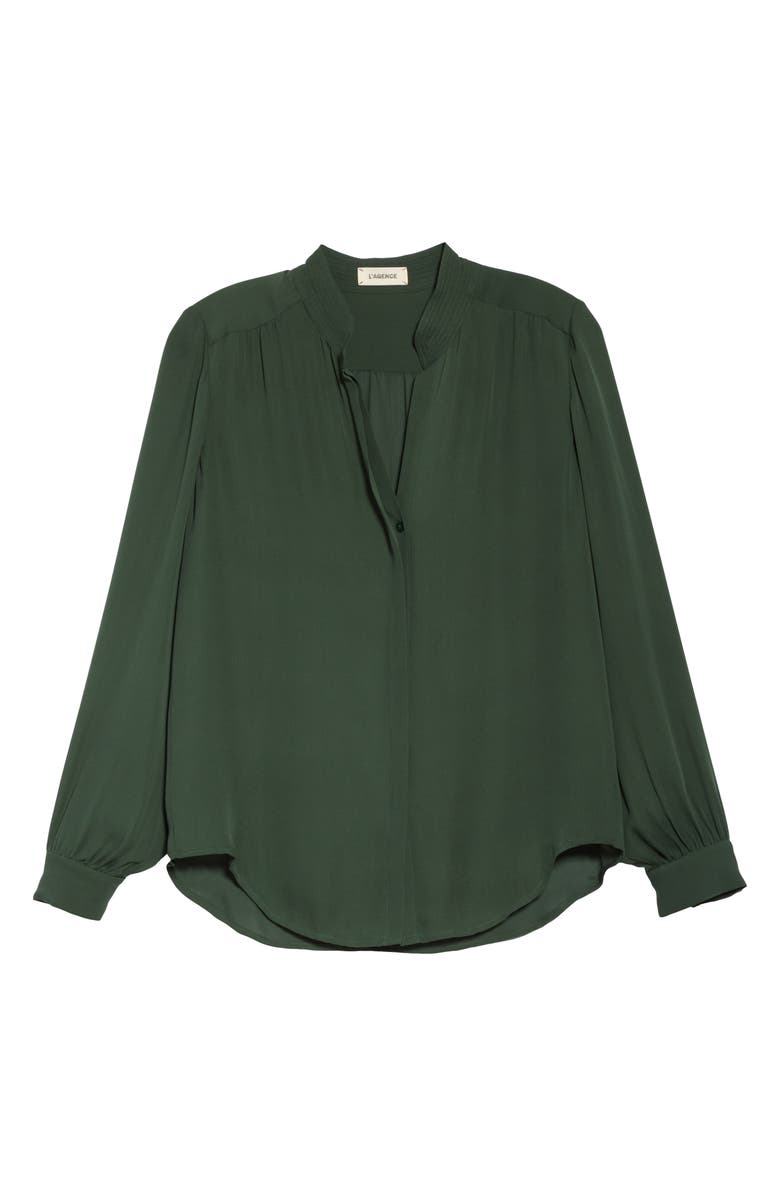 L'AGENCE LAGENCE Bianca Band Collar Silk Blouse, Alternate, color, 