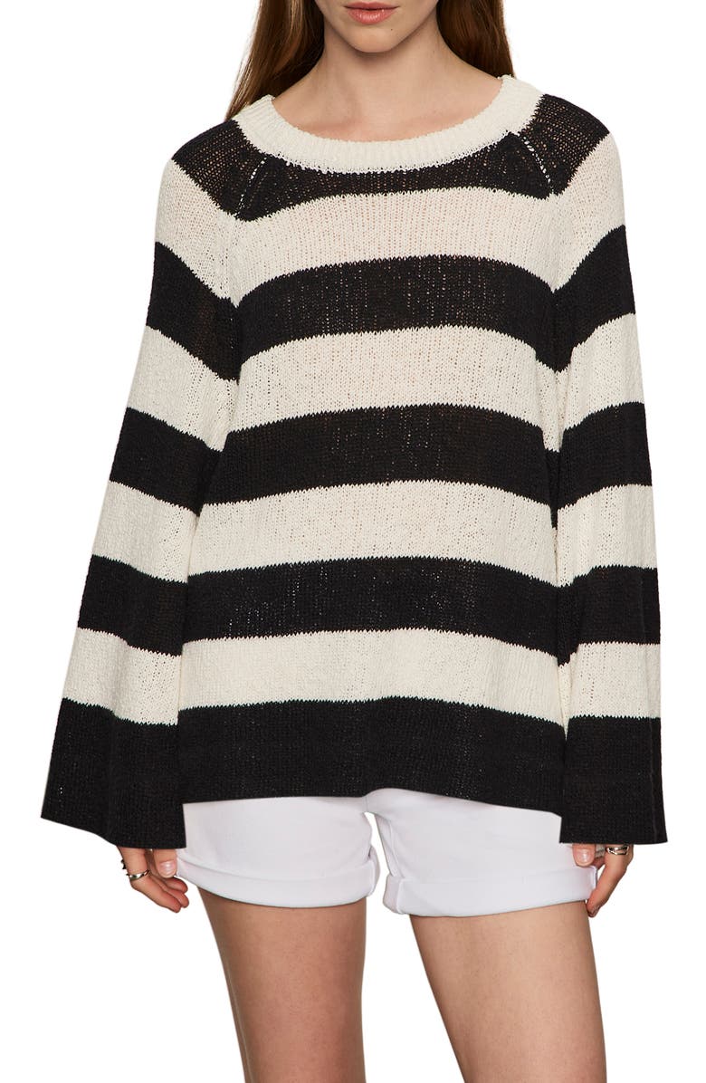 Sanctuary Cotton Blend Sweater, Main, color, Chalk/ Black