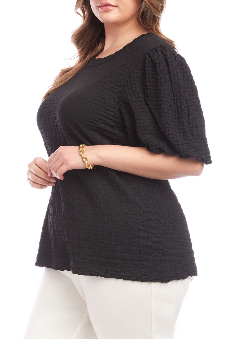 Textured Puff Sleeve Top, Alternate, color, BLACK