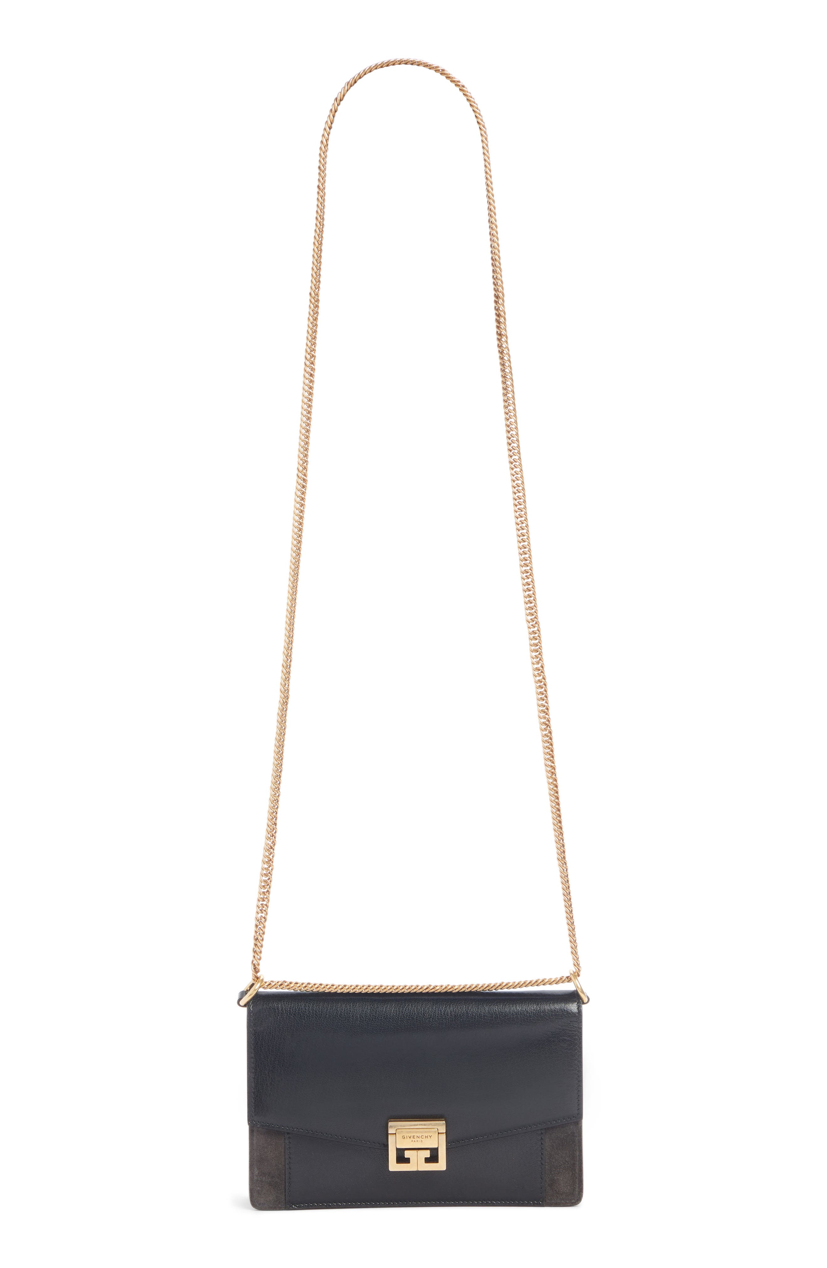 GV3 Leather Wallet on a Chain, Main, color, BLACK/ GREY