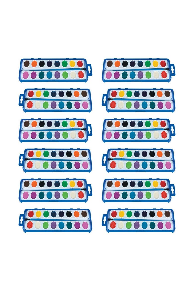 16 Color Washable Watercolor Paint Trays - Set of 12, Main, color, Multicolored