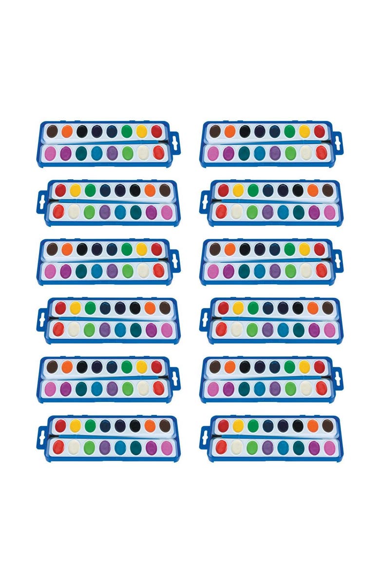 Kaplan Early Learning 16 Color Washable Watercolor Paint Trays - Set of 12, Main, color, Multicolored