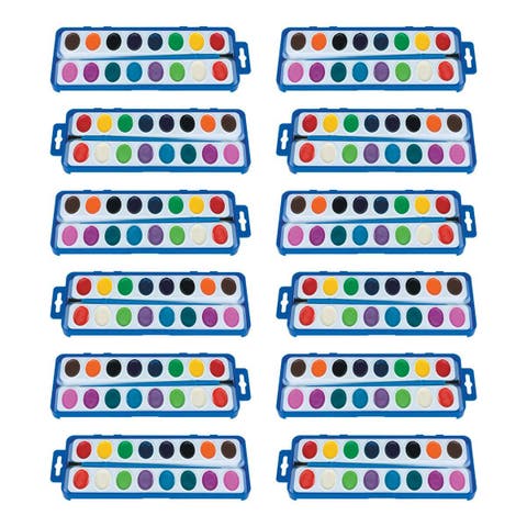 16 Color Washable Watercolor Paint Trays - Set of 12