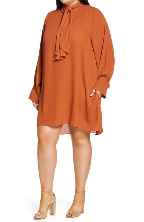 Bow Neck Dress (Plus Size)
