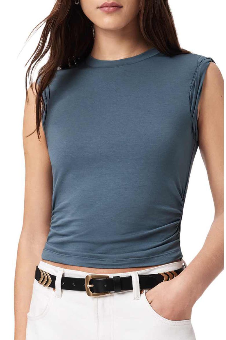 West Side Ruched Tank, Main, color, STEEL BLUE